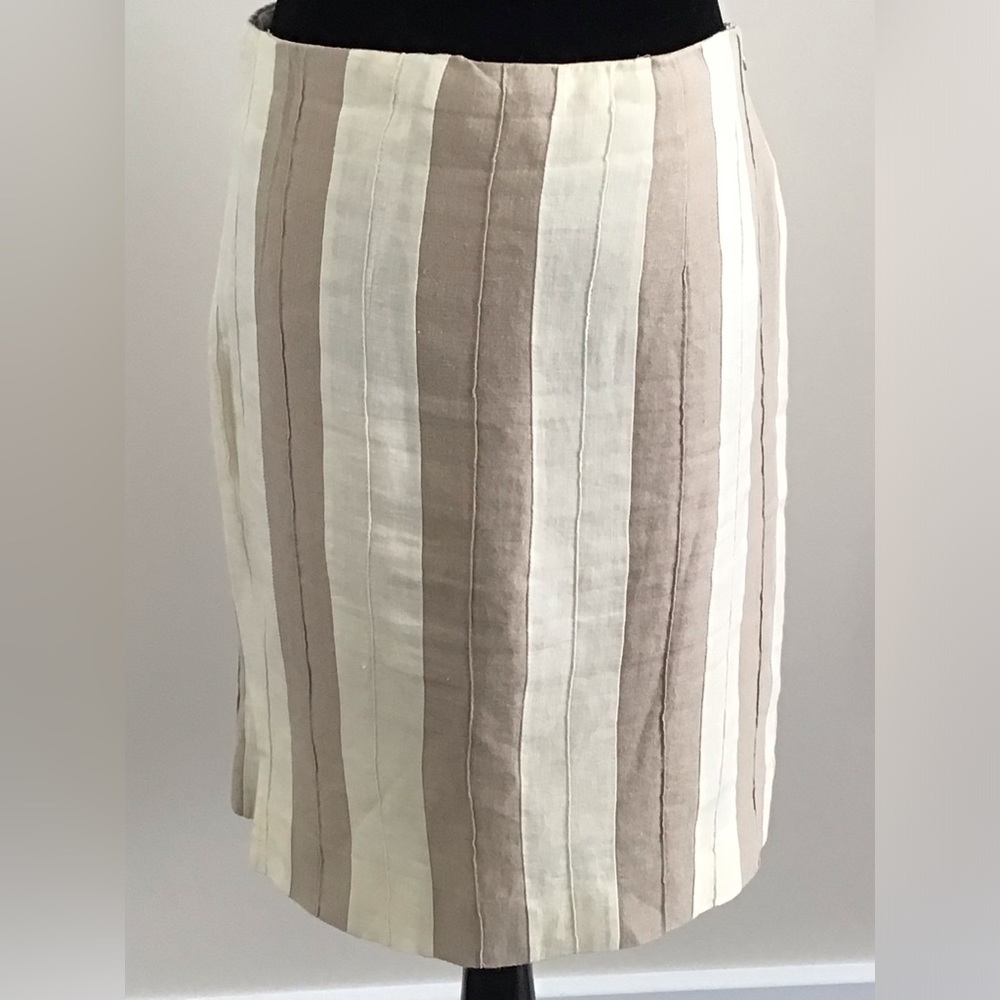 CLOTHES by Canadian Designer MURIEL DOMBRET Beige Ivory Linen Skirt - US 4
